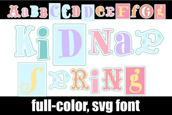 Kidnap Spring is a Multicolor Display Font for Creative Content