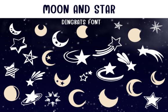 Moon and Star Dingbat Font for Web Design