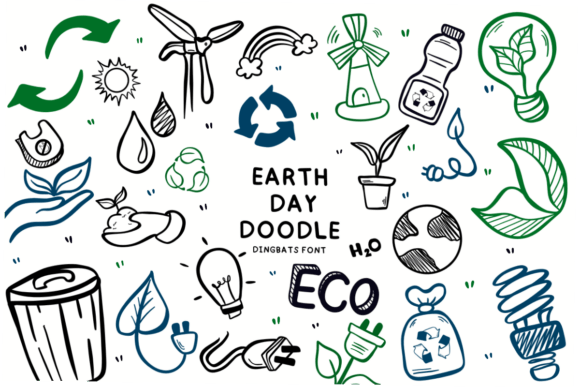 The Earth Day Doodle Font for Creative Product Design
